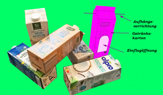 Vom Getränkekarton zum Futterhaus Foto: NABU Lutz Hennig